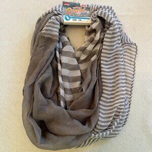 Gray striped Fashion Loop Scarf